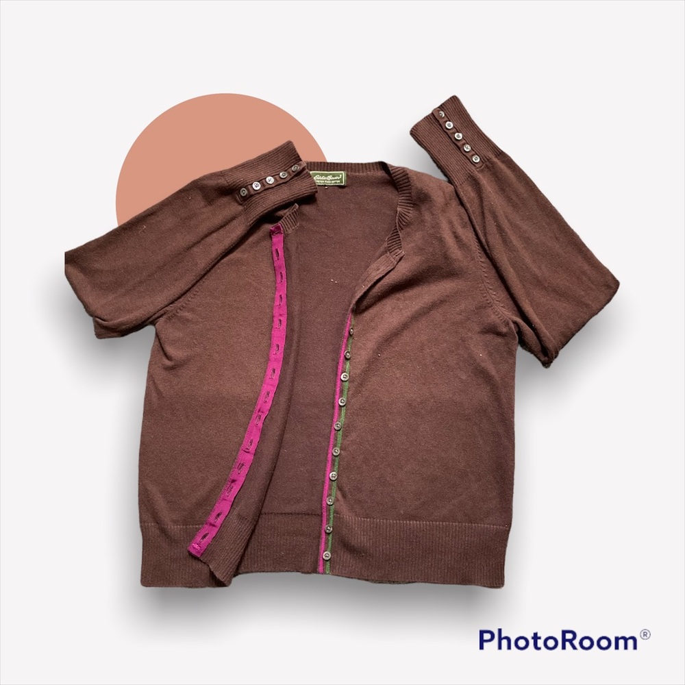 Eddie Bauer - Brown cardigan sweater small/medium size